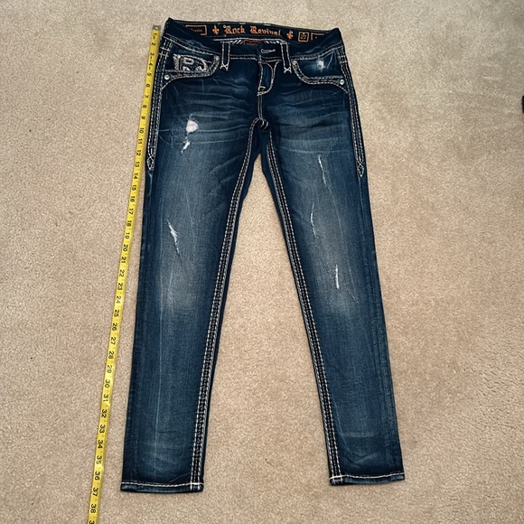 Rock Revival Distressed Jeans Mid Rise.Size 27 Ankle Skinny - Picture 11 of 13